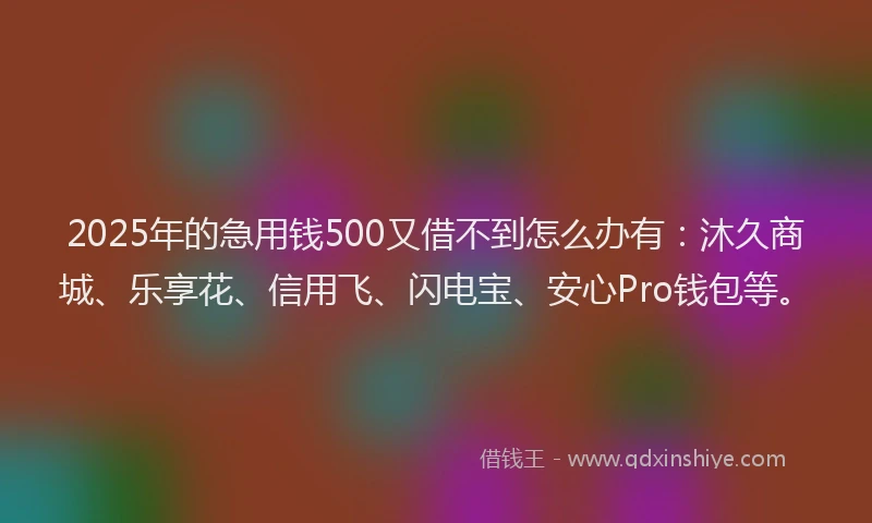 2025年的急用钱500又借不到怎么办有：沐久商城、乐享花、信用飞、闪电宝、安心Pro钱包等。