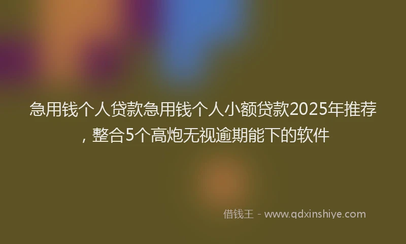 急用钱个人贷款急用钱个人小额贷款2025年推荐，整合5个高炮无视逾期能下的软件
