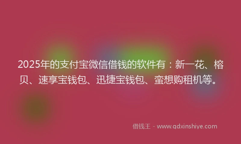 2025年的支付宝微信借钱的软件有：新一花、榕贝、速享宝钱包、迅捷宝钱包、蛮想购租机等。