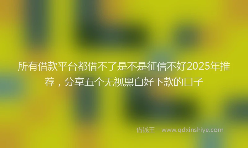 所有借款平台都借不了是不是征信不好2025年推荐，分享五个无视黑白好下款的口子