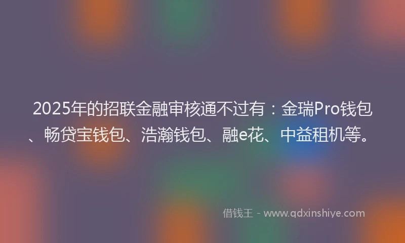 2025年的招联金融审核通不过有：金瑞Pro钱包、畅贷宝钱包、浩瀚钱包、融e花、中益租机等。