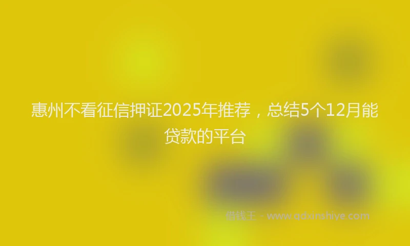 惠州不看征信押证2025年推荐，总结5个12月能贷款的平台