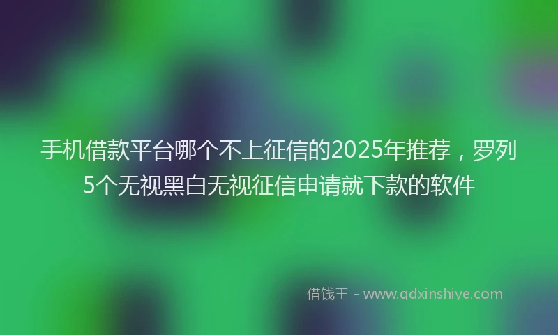 手机借款平台哪个不上征信的2025年推荐，罗列5个无视黑白无视征信申请就下款的软件
