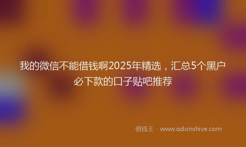我的微信不能借钱啊2025年精选，汇总5个黑户必下款的口子贴吧推荐