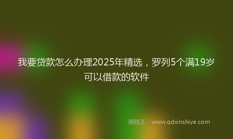我要贷款怎么办理2025年精选，罗列5个满19岁可以借款的软件