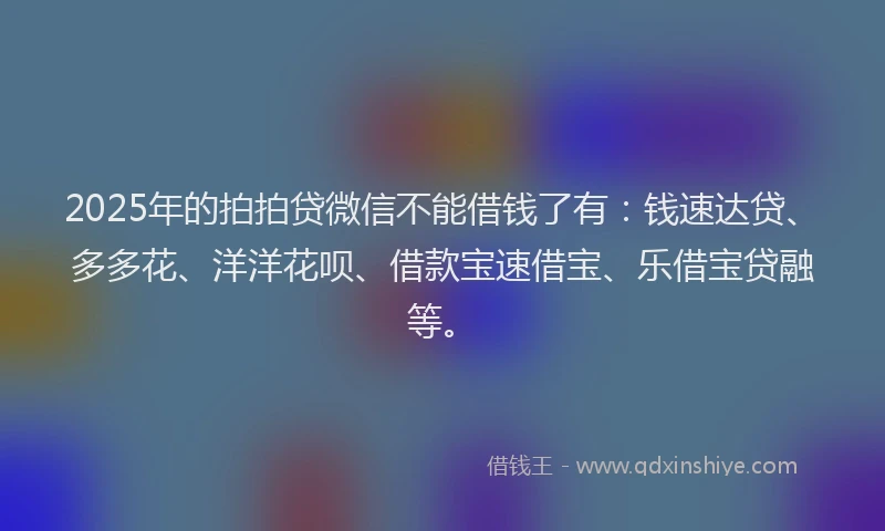 2025年的拍拍贷微信不能借钱了有：钱速达贷、多多花、洋洋花呗、借款宝速借宝、乐借宝贷融等。