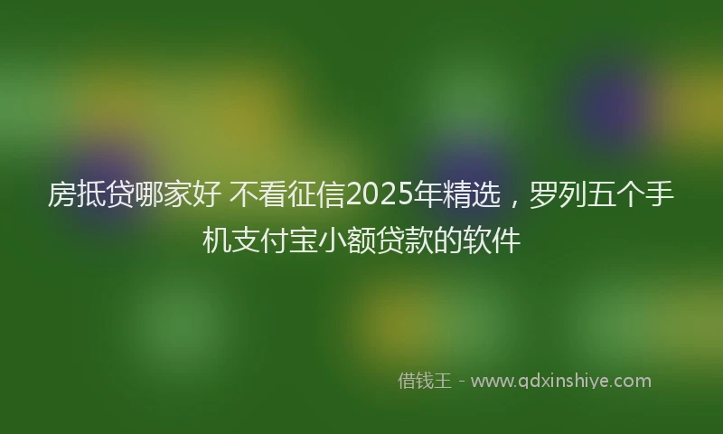 房抵贷哪家好 不看征信2025年精选，罗列五个手机支付宝小额贷款的软件