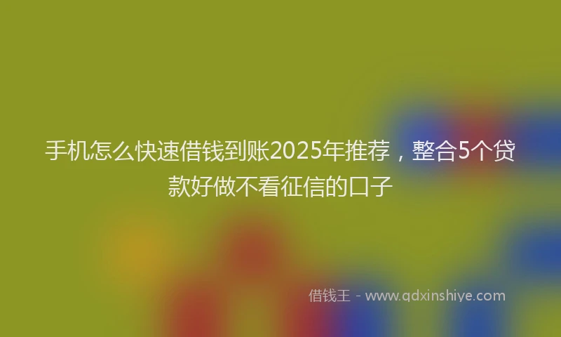 手机怎么快速借钱到账2025年推荐，整合5个贷款好做不看征信的口子