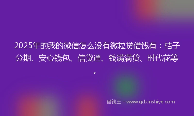 2025年的我的微信怎么没有微粒贷借钱有：桔子分期、安心钱包、信贷通、钱满满贷、时代花等。