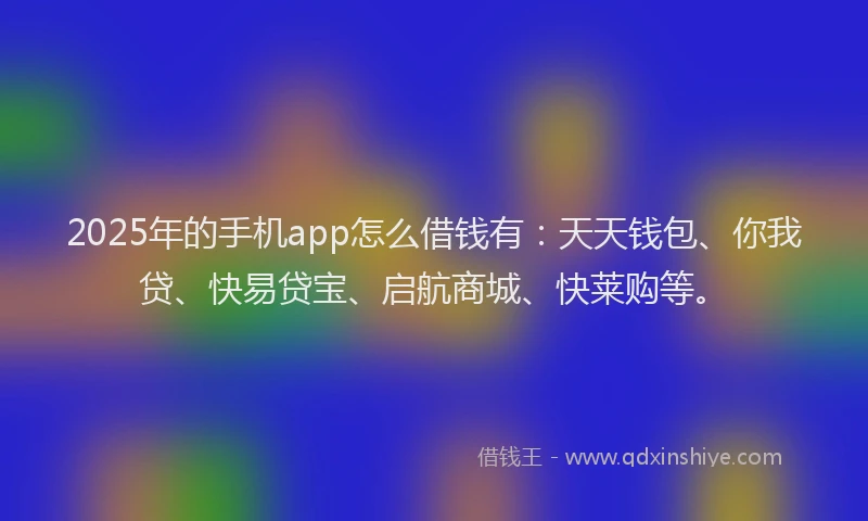 2025年的手机app怎么借钱有：天天钱包、你我贷、快易贷宝、启航商城、快莱购等。