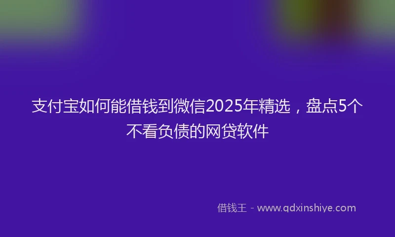 支付宝如何能借钱到微信2025年精选，盘点5个不看负债的网贷软件