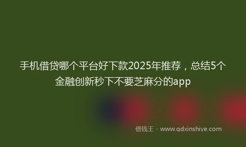 手机借贷哪个平台好下款2025年推荐，总结5个金融创新秒下不要芝麻分的app