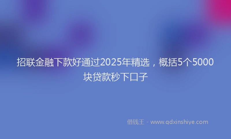 招联金融下款好通过2025年精选，概括5个5000块贷款秒下口子