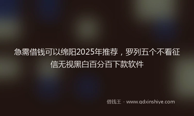 急需借钱可以绵阳2025年推荐，罗列五个不看征信无视黑白百分百下款软件