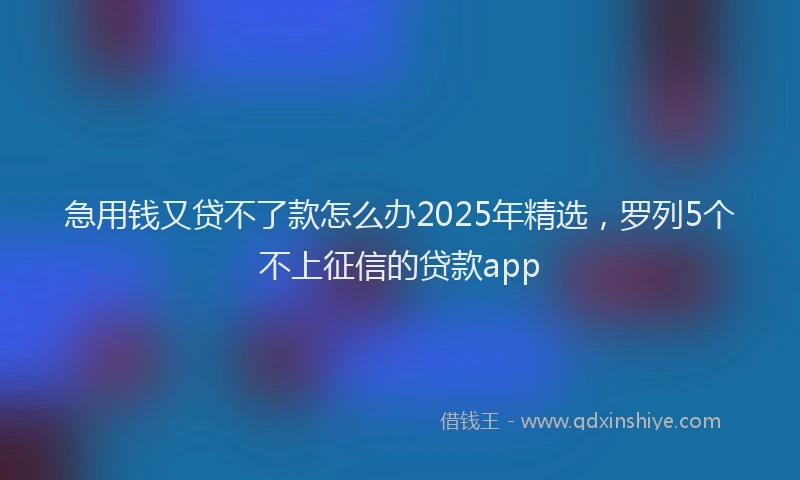 急用钱又贷不了款怎么办2025年精选，罗列5个不上征信的贷款app