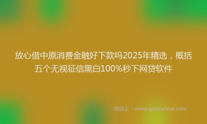 放心借中原消费金融好下款吗2025年精选，概括五个无视征信黑白100%秒下网贷软件