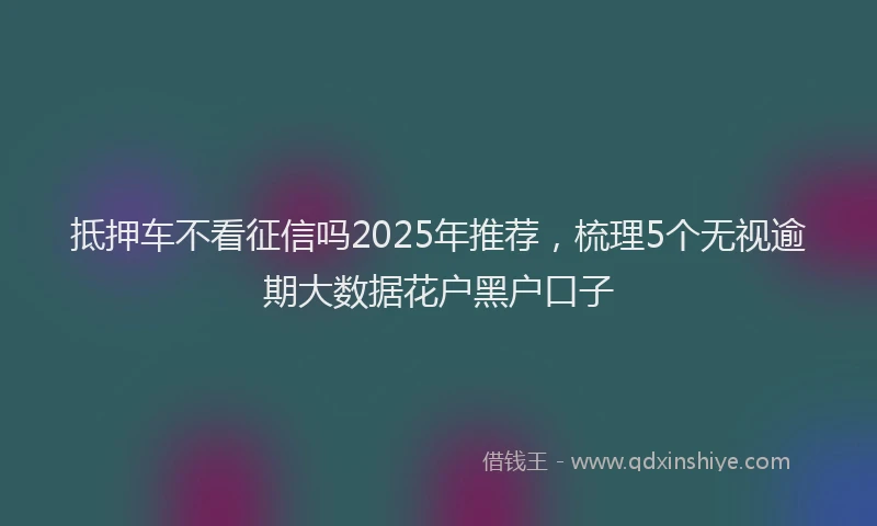 抵押车不看征信吗2025年推荐，梳理5个无视逾期大数据花户黑户口子