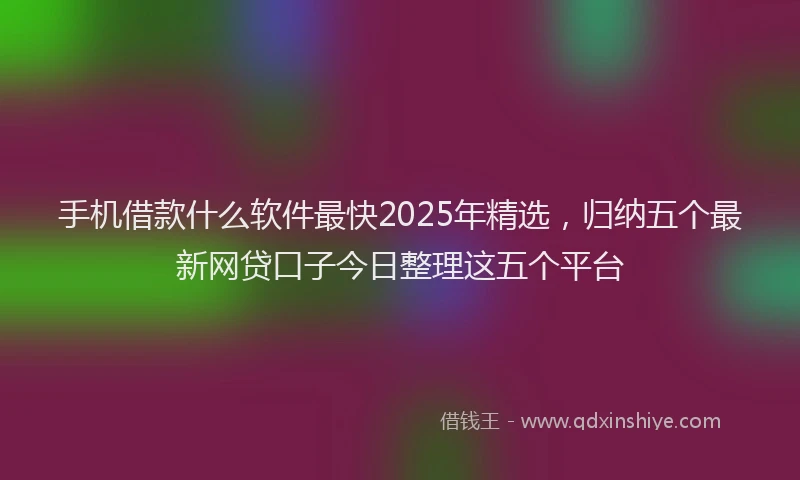 手机借款什么软件最快2025年精选，归纳五个最新网贷口子今日整理这五个平台