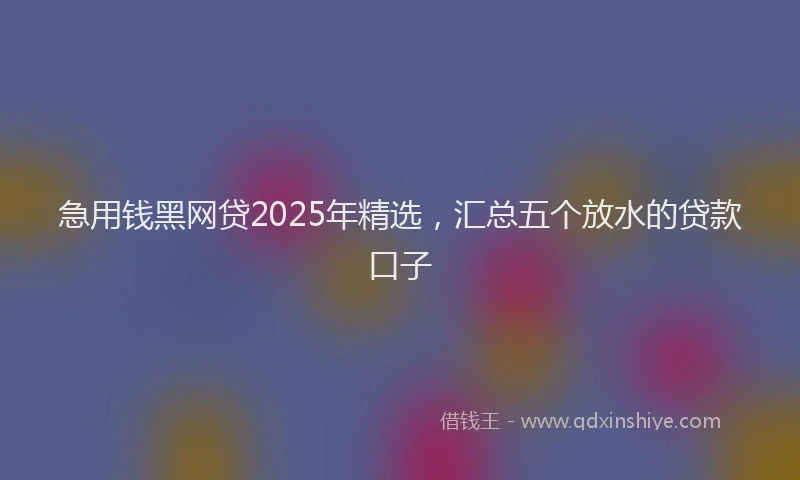 急用钱黑网贷2025年精选，汇总五个放水的贷款口子