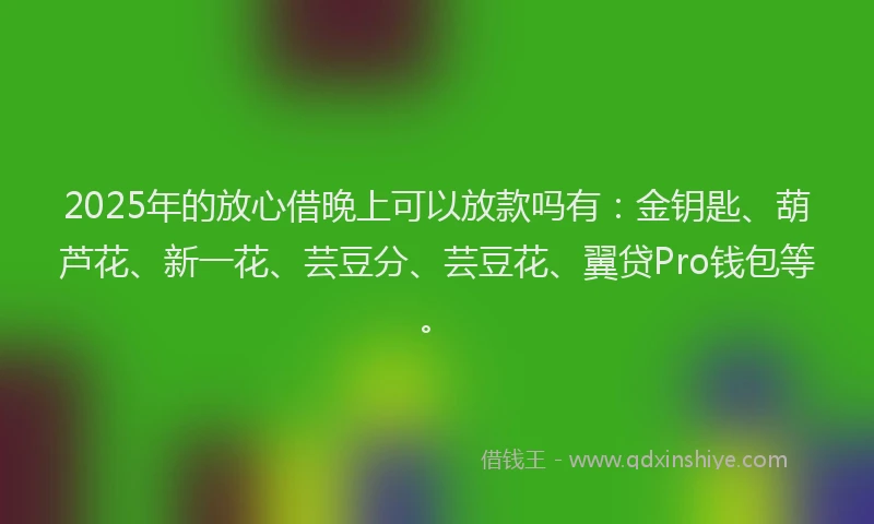 2025年的放心借晚上可以放款吗有：金钥匙、葫芦花、新一花、芸豆分、芸豆花、翼贷Pro钱包等。