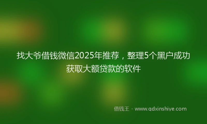 找大爷借钱微信2025年推荐，整理5个黑户成功获取大额贷款的软件