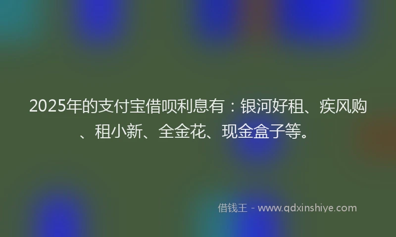 2025年的支付宝借呗利息有：银河好租、疾风购、租小新、全金花、现金盒子等。