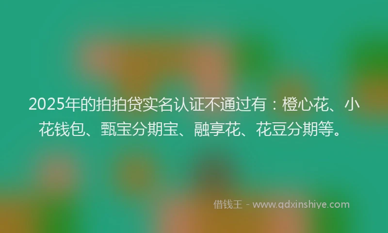 2025年的拍拍贷实名认证不通过有：橙心花、小花钱包、甄宝分期宝、融享花、花豆分期等。