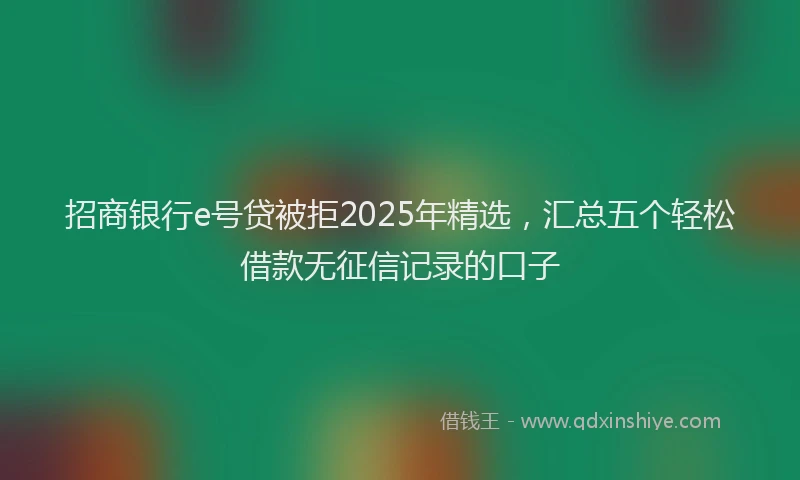 招商银行e号贷被拒2025年精选，汇总五个轻松借款无征信记录的口子