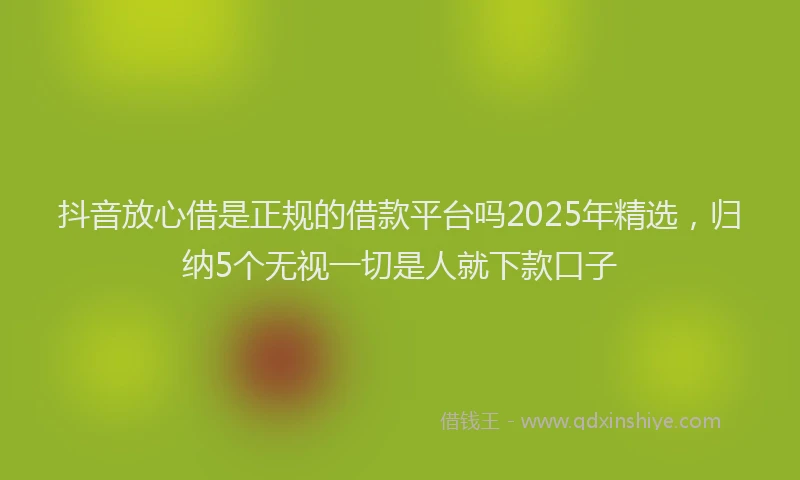 抖音放心借是正规的借款平台吗2025年精选，归纳5个无视一切是人就下款口子