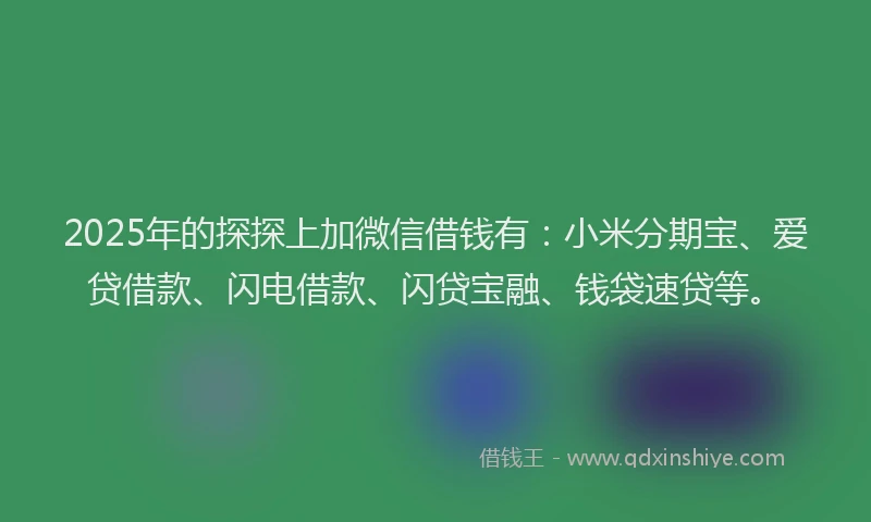 2025年的探探上加微信借钱有：小米分期宝、爱贷借款、闪电借款、闪贷宝融、钱袋速贷等。
