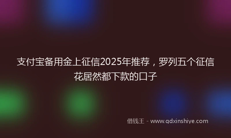 支付宝备用金上征信2025年推荐，罗列五个征信花居然都下款的口子