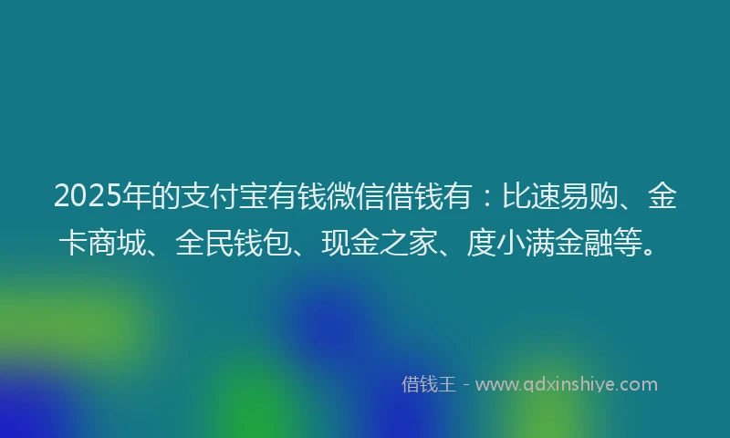 2025年的支付宝有钱微信借钱有：比速易购、金卡商城、全民钱包、现金之家、度小满金融等。