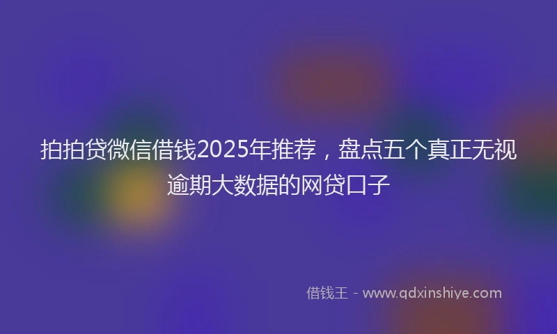 拍拍贷微信借钱2025年推荐，盘点五个真正无视逾期大数据的网贷口子