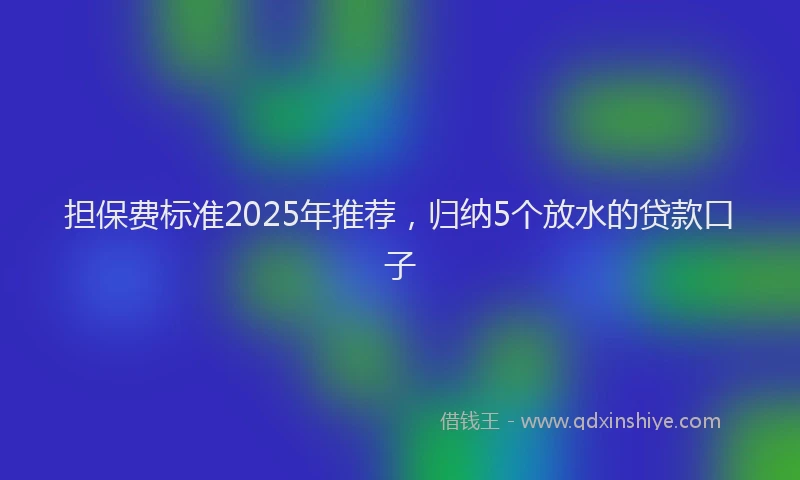 担保费标准2025年推荐，归纳5个放水的贷款口子