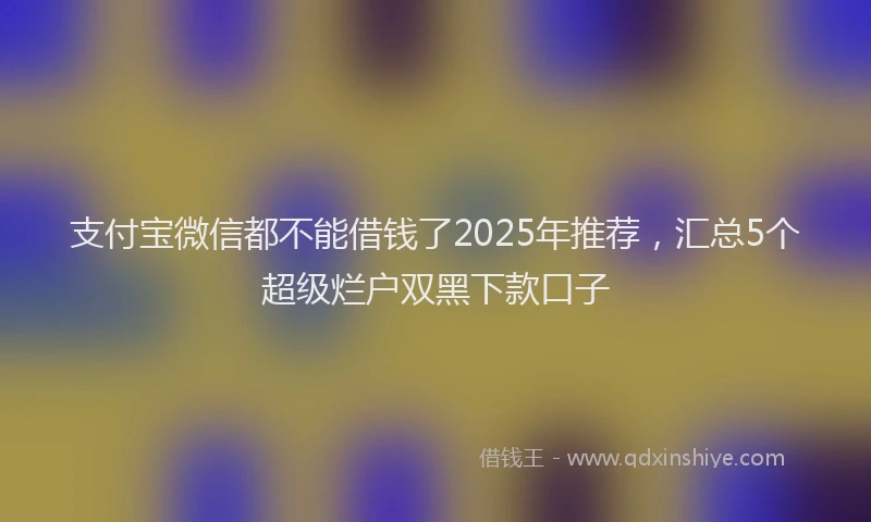 支付宝微信都不能借钱了2025年推荐，汇总5个超级烂户双黑下款口子