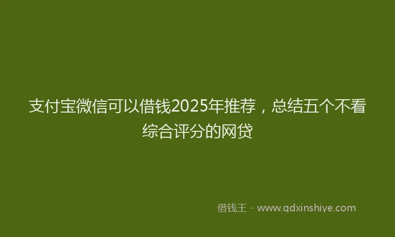 支付宝微信可以借钱2025年推荐，总结五个不看综合评分的网贷