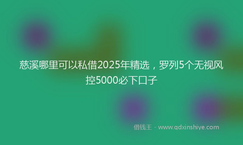 慈溪哪里可以私借2025年精选，罗列5个无视风控5000必下口子