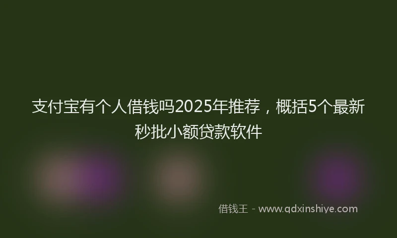 支付宝有个人借钱吗2025年推荐，概括5个最新秒批小额贷款软件
