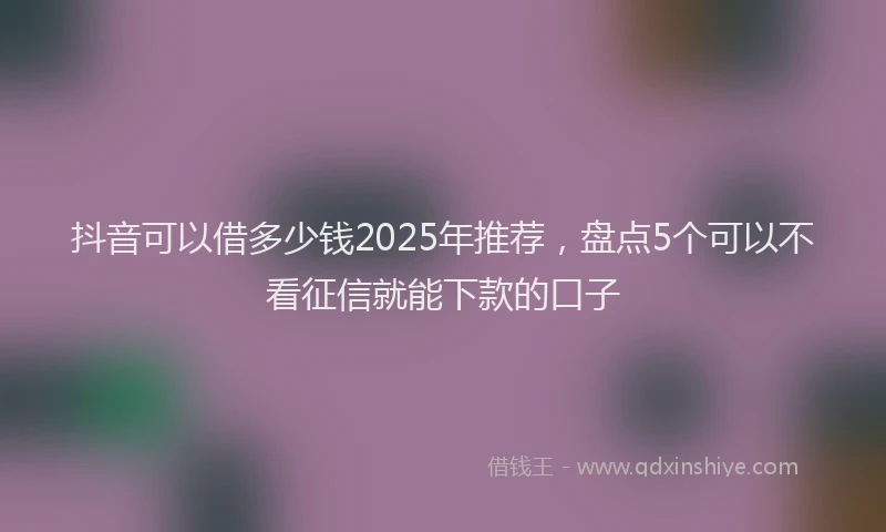 抖音可以借多少钱2025年推荐，盘点5个可以不看征信就能下款的口子