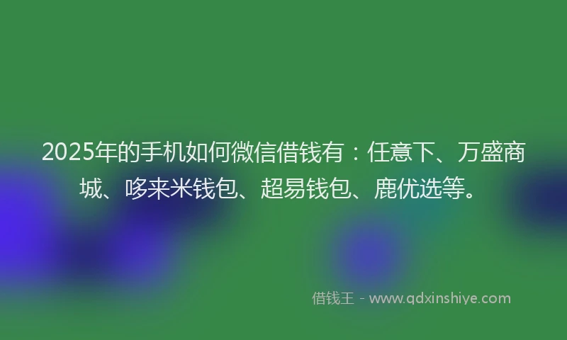 2025年的手机如何微信借钱有：任意下、万盛商城、哆来米钱包、超易钱包、鹿优选等。