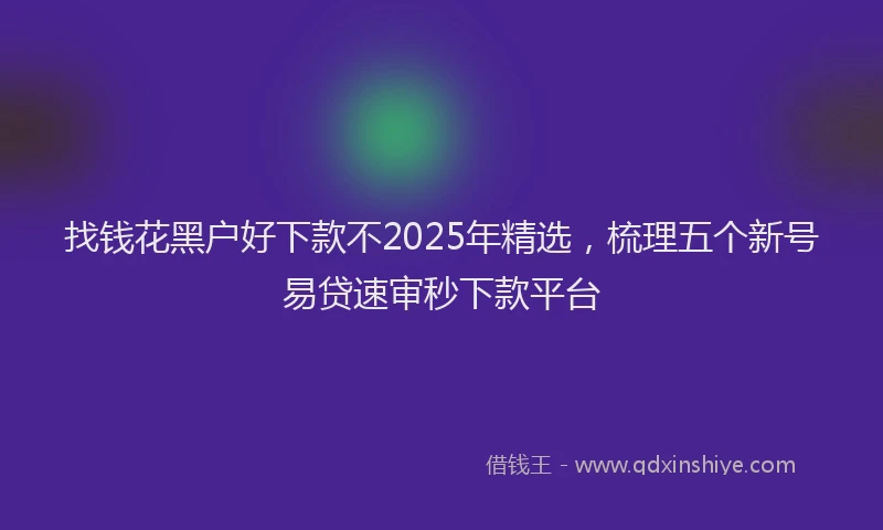 找钱花黑户好下款不2025年精选，梳理五个新号易贷速审秒下款平台
