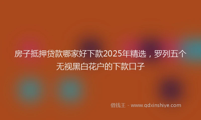 房子抵押贷款哪家好下款2025年精选，罗列五个无视黑白花户的下款口子