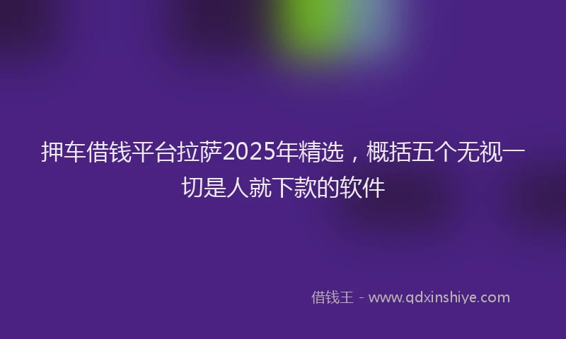 押车借钱平台拉萨2025年精选，概括五个无视一切是人就下款的软件