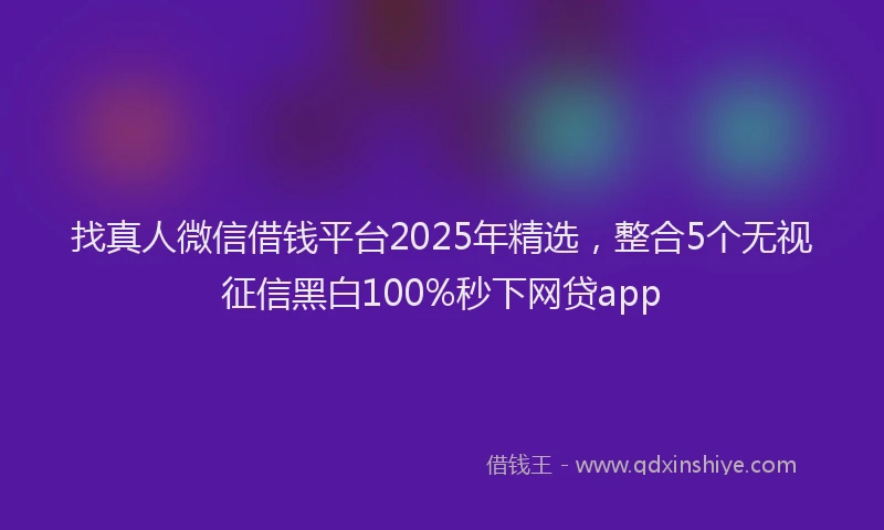 找真人微信借钱平台2025年精选，整合5个无视征信黑白100%秒下网贷app
