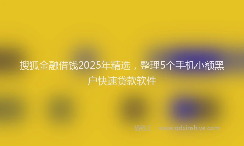 搜狐金融借钱2025年精选，整理5个手机小额黑户快速贷款软件