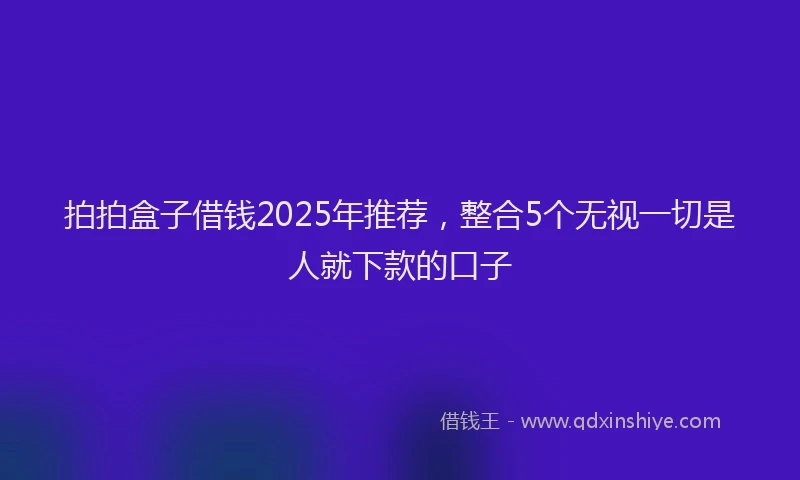 拍拍盒子借钱2025年推荐，整合5个无视一切是人就下款的口子