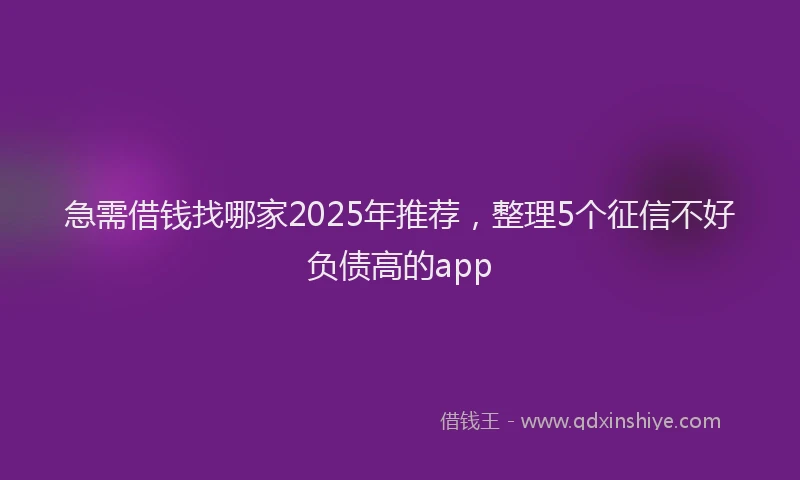 急需借钱找哪家2025年推荐，整理5个征信不好负债高的app