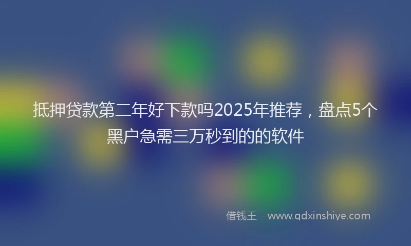 抵押贷款第二年好下款吗2025年推荐，盘点5个黑户急需三万秒到的的软件