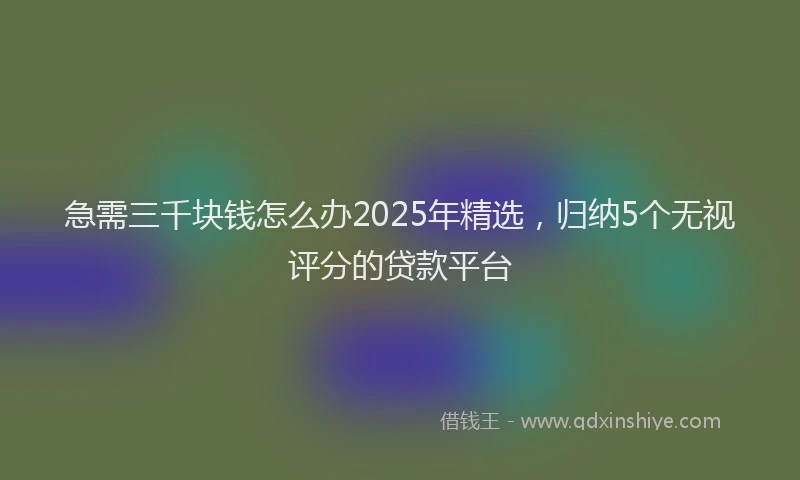 急需三千块钱怎么办2025年精选，归纳5个无视评分的贷款平台