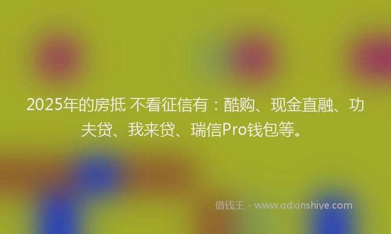 2025年的房抵 不看征信有：酷购、现金直融、功夫贷、我来贷、瑞信Pro钱包等。